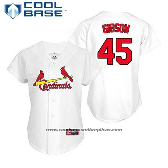 Camiseta Beisbol Hombre St. Louis Cardinals Bob Gibson 45 Blanco Primera Cool Base